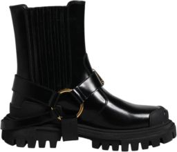 Dolce & Gabbana Zwarte Leren Enkel Gesp Laarzen