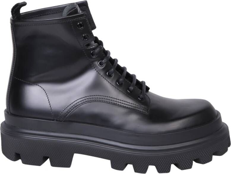 Dolce & Gabbana Trek Leren Gevechtslaarzen Black Heren