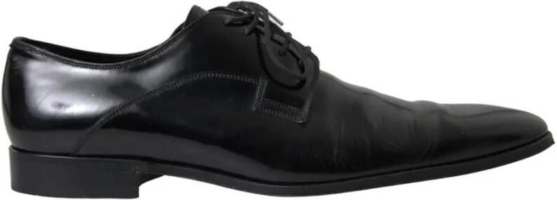 Dolce & Gabbana Black Leather Lace Up Men Dress Derby Shoes - Foto 3