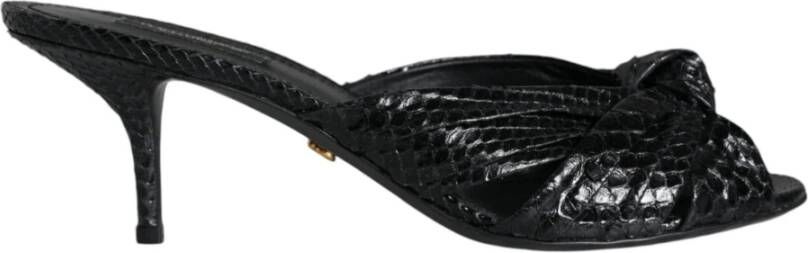 Dolce & Gabbana Zwarte leren hak sandalen schoenen