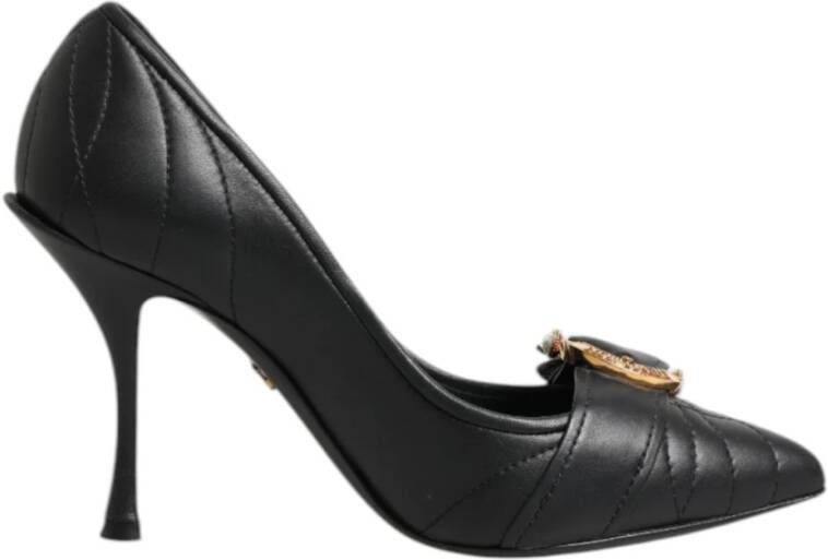 Dolce & Gabbana Zwarte Leren Hakken met Gouden Hardware