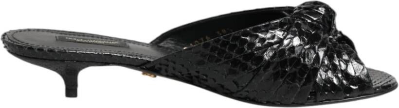 Dolce & Gabbana Zwarte leren hakken slides sandalen