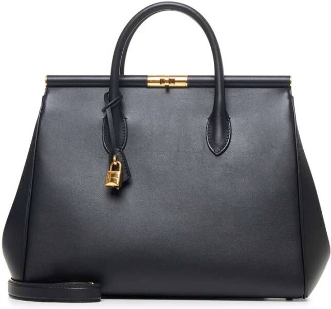 Dolce & Gabbana Zwarte leren handtas met slot