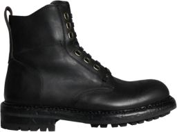 Dolce & Gabbana Zwarte Leren Mid Calf Laarzen Black Heren