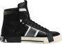 Dolce & Gabbana Zwarte Leren High Top Logo Sneakers - Thumbnail 1