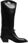 Dolce & Gabbana Zwarte Leren Hoge Laarzen Platte - Thumbnail 1