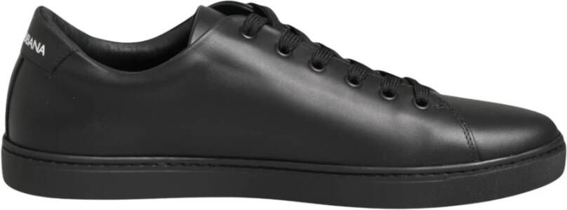 Dolce & Gabbana Zwarte leren kristalhart sneakers