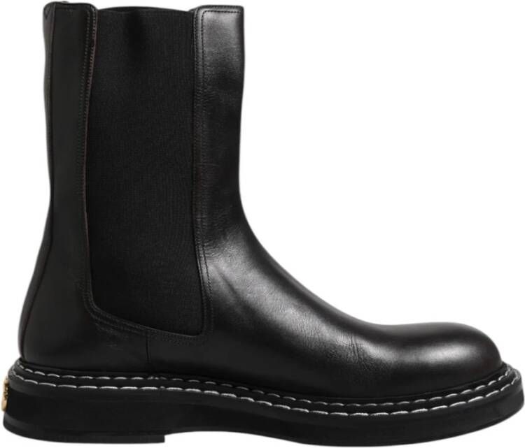 Dolce & Gabbana Zwarte leren laarzen met logo