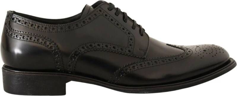 Dolce & Gabbana Zwarte Leren Loafers met Geperforeerde Details Black Heren