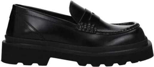 Dolce & Gabbana Zwarte leren loafers met vierkante neus