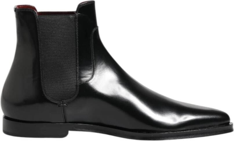 Dolce & Gabbana Zwarte leren Millenials Mid Calf laarzen