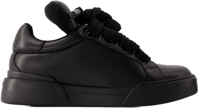 Dolce & Gabbana Portofino Sneakers Leer Zwart Black Heren