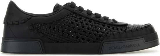 Dolce & Gabbana Zwarte leren Portofino sneakers met veters