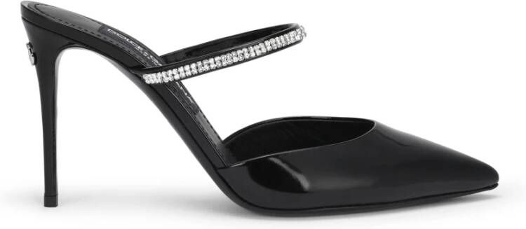 Dolce & Gabbana Zwarte leren pumps met hak en DG-logo