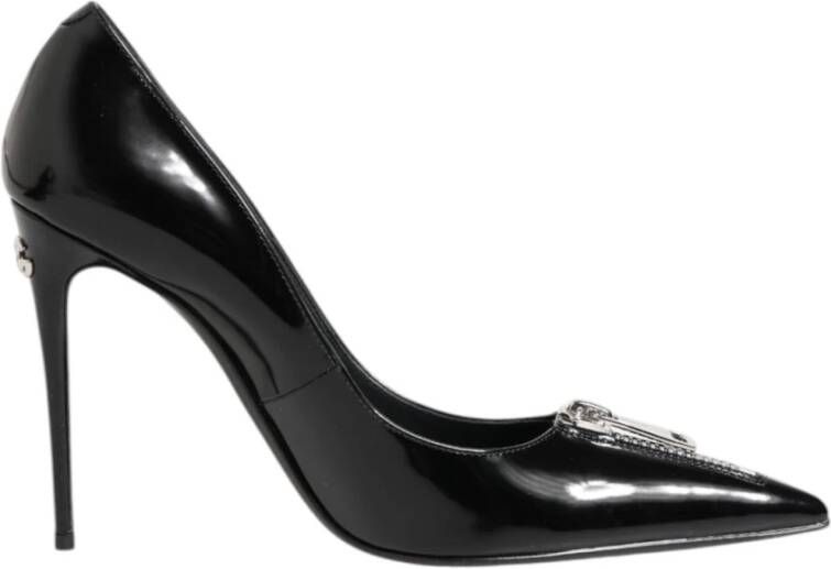 Dolce & Gabbana Zwarte Leren Rits Hakken Pumps