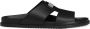 Dolce & Gabbana Zwarte Leren Sandalen Platte Rubberen Zool - Thumbnail 1