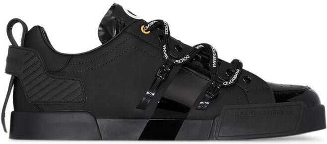 Dolce & Gabbana Zwarte Leren Sneakers Black Heren