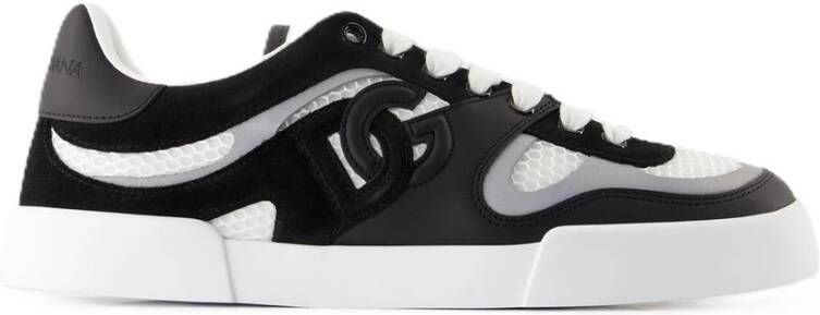 Dolce & Gabbana Zwarte Leren Sneakers met Top Veters