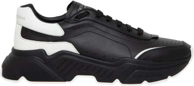 Dolce & Gabbana Italiaanse leren sneakers met oversized rubberen zool Black Heren