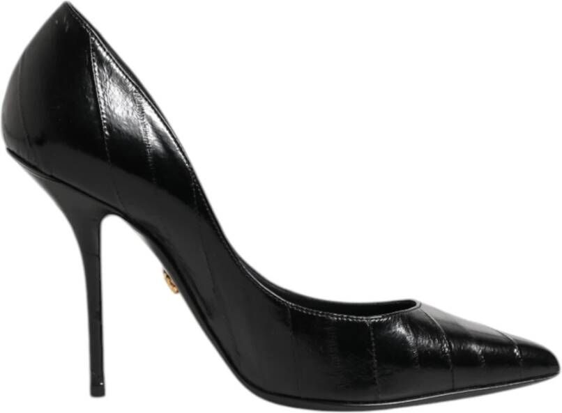 Dolce & Gabbana Zwarte leren stiletto hoge hakken pumps