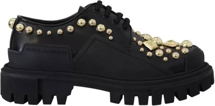 Dolce & Gabbana Prachtige Zwarte Trekking Derby met Gouden Studs Black Dames - Foto 2