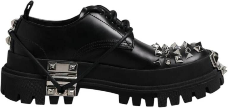 Dolce & Gabbana Zwarte Leren Trekking Derby Schoenen