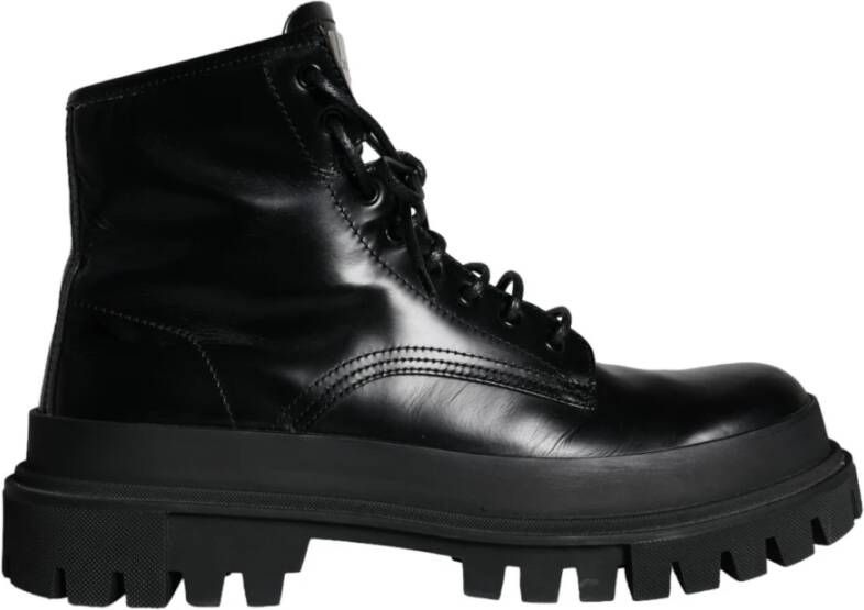 Dolce & Gabbana Zwarte enkellaarsjes met stud-detailing Black Heren