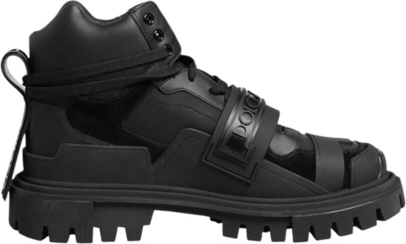Dolce & Gabbana Zwarte Leren Trekking Sneakers Laarzen