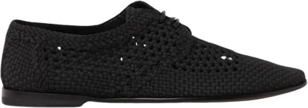 Dolce & Gabbana Zwarte Leren Veterschoenen