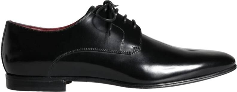Dolce & Gabbana Zwarte Leren Veterschoenen Black Heren