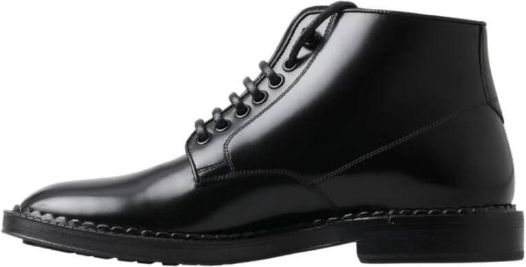 Dolce & Gabbana Luxe zwarte leren veterschoenen voor heren Black Heren