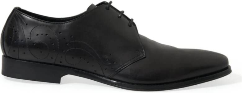 Dolce & Gabbana Zwarte Leren Veterschoenen Derby Model Black Heren