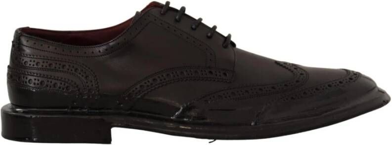 Dolce & Gabbana Zwarte Leren Wingtip Derby Schoenen Black Heren