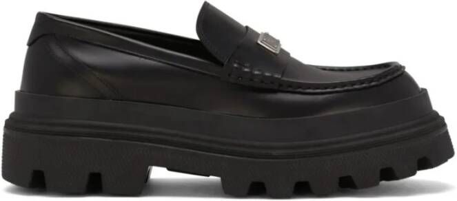 Dolce & Gabbana Zwarte Leren Loafers Sandalen EU Black Heren
