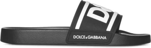 Dolce & Gabbana Zwarte Logo-Print Sandalen Black Heren