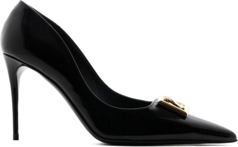 Dolce & Gabbana Zwarte hak Décolleté met uitgesneden DG-logo Black Dames