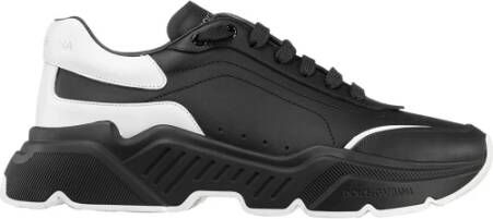 Dolce & Gabbana Italiaanse leren sneakers met oversized rubberen zool Black Heren