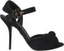 Dolce & Gabbana Zwarte Tule Stretch Enkelband Sandalen Black Dames - Thumbnail 12