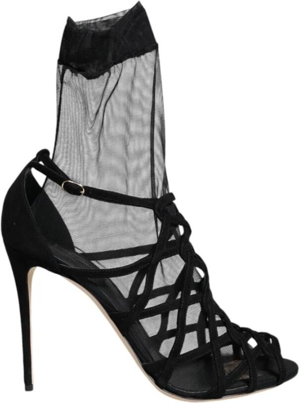 Dolce & Gabbana Zwarte Leren Hakken Sandalen met Gesp