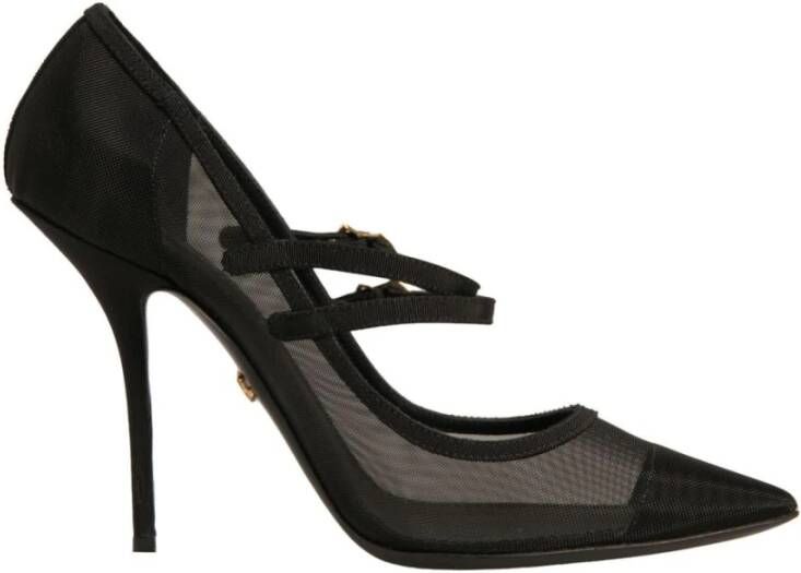 Dolce & Gabbana Zwarte Mesh Stiletto Pumps met Gesp