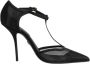Dolce & Gabbana Zwarte Mesh T-strap Stiletto Hakken - Thumbnail 1