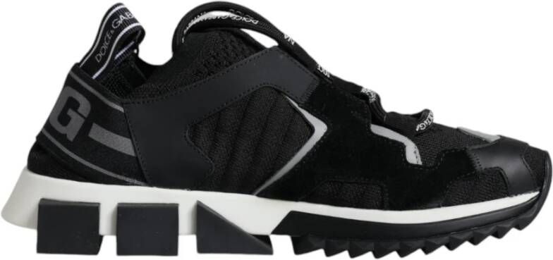 Dolce & Gabbana Zwarte Mesh Trekking Sneakers met Geribbelde Zool