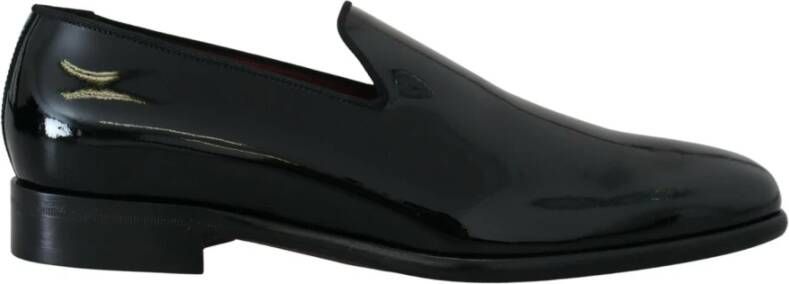 Dolce & Gabbana Zwarte Patent Slip-On Schoenen Black Heren