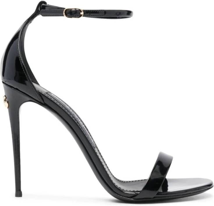 Dolce & Gabbana Zwarte Patentleren Hoge Hak Sandalen Zwart Dames