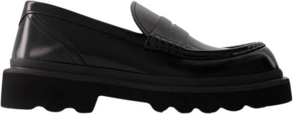 Dolce & Gabbana Loafers van geborsteld leer met logo binnenzool Black Heren