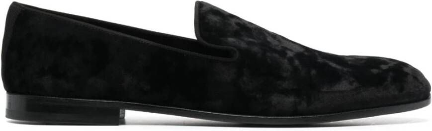 Dolce & Gabbana Zwarte bloemen jacquard slippers loafers schoenen Black Heren