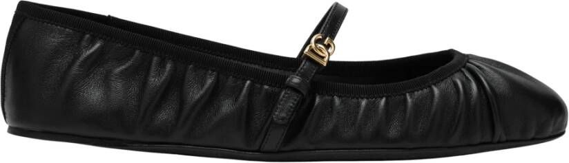 Dolce & Gabbana Zwarte platte schoenen Agnello materiaal