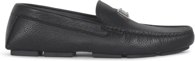 Dolce & Gabbana Zwarte platte schoenen Driver Cervo Antic Black Heren