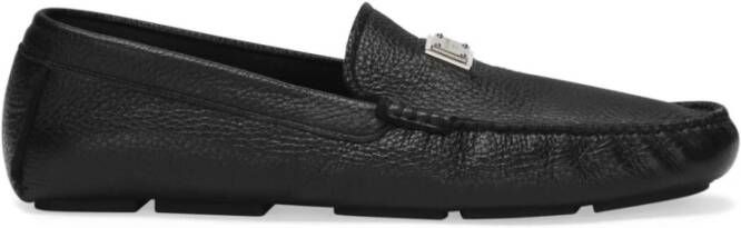 Dolce & Gabbana Zwarte platte schoenen met korrelige textuur