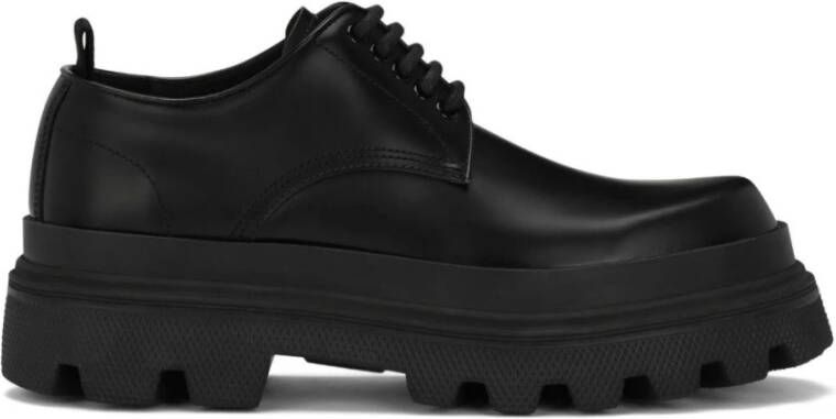 Dolce & Gabbana Zwarte platte schoenen voor heren Mocassino Derby stijl Black Heren